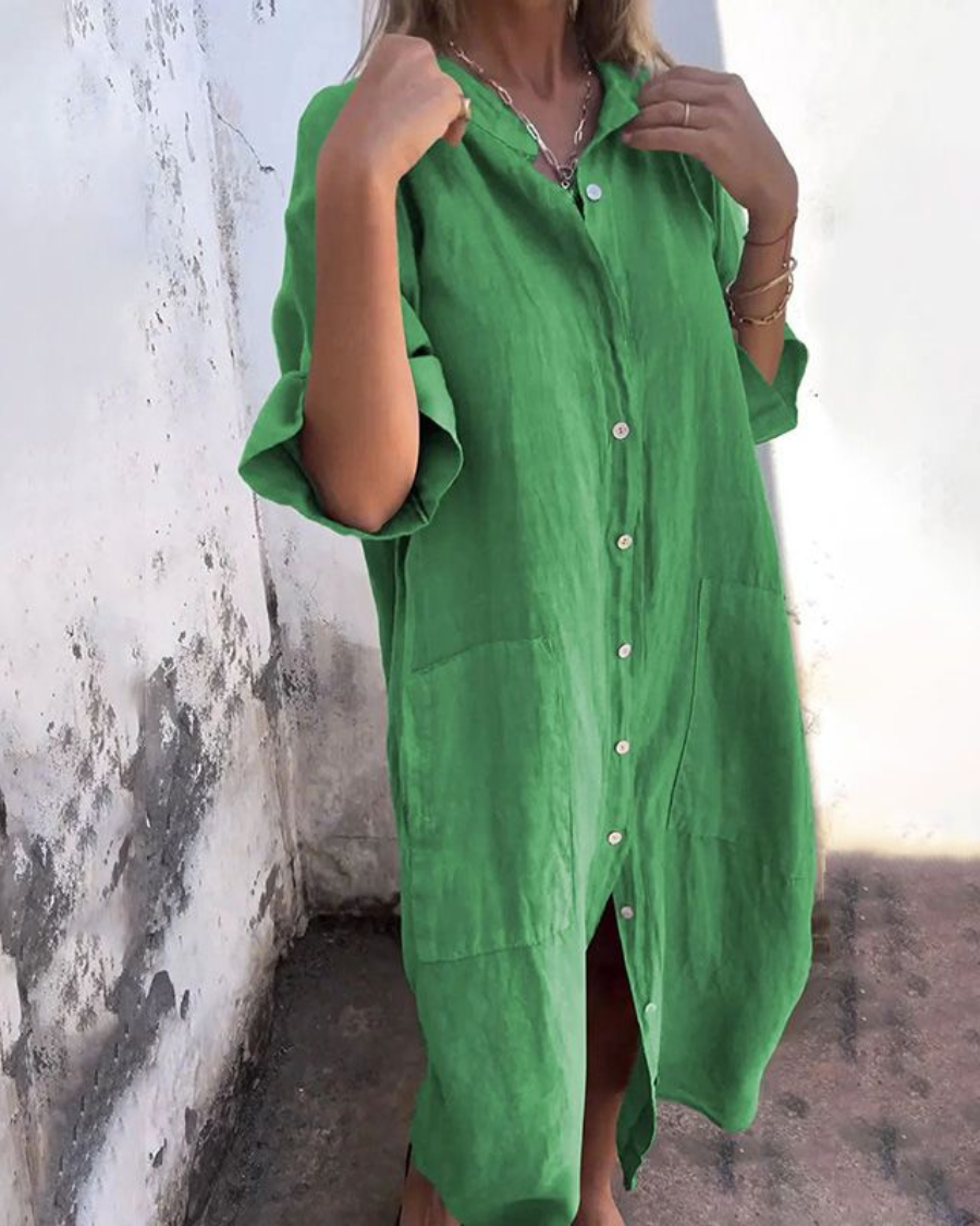 Cecile | Oversized Button-Front Women's Shirt Dress