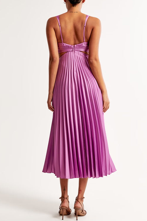 Stephanie | V-Neck Cut-Out Pleated Women Summer Maxi Dress