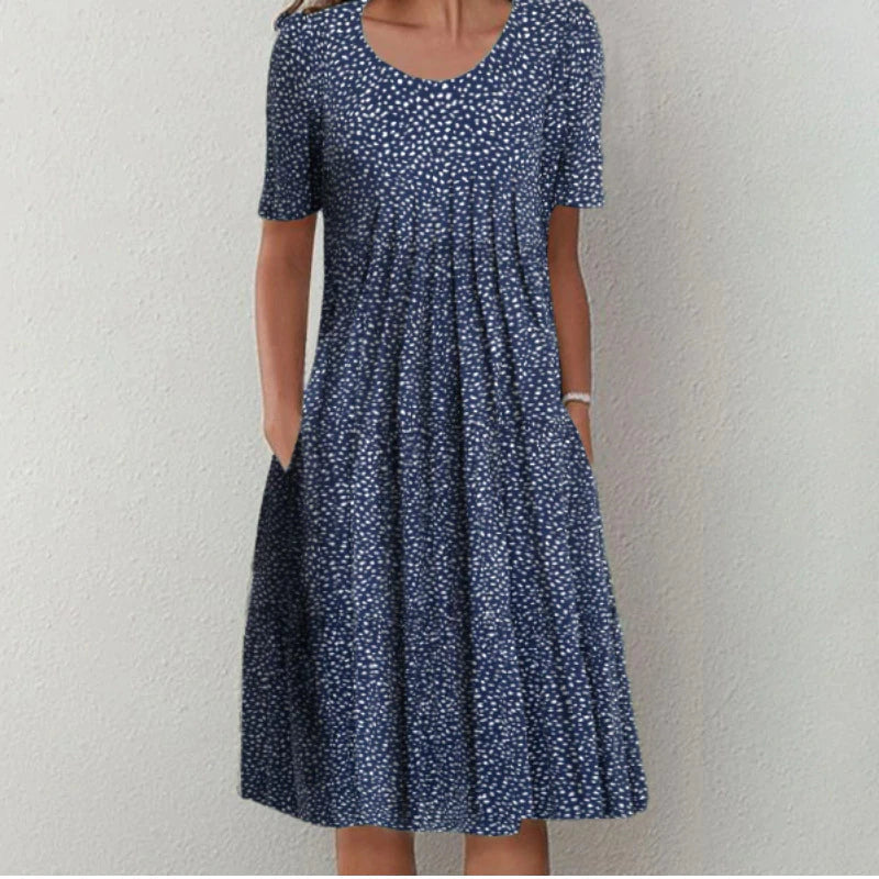 Calla | Floral Short-Sleeve Flowy Women Summer Midi Dress