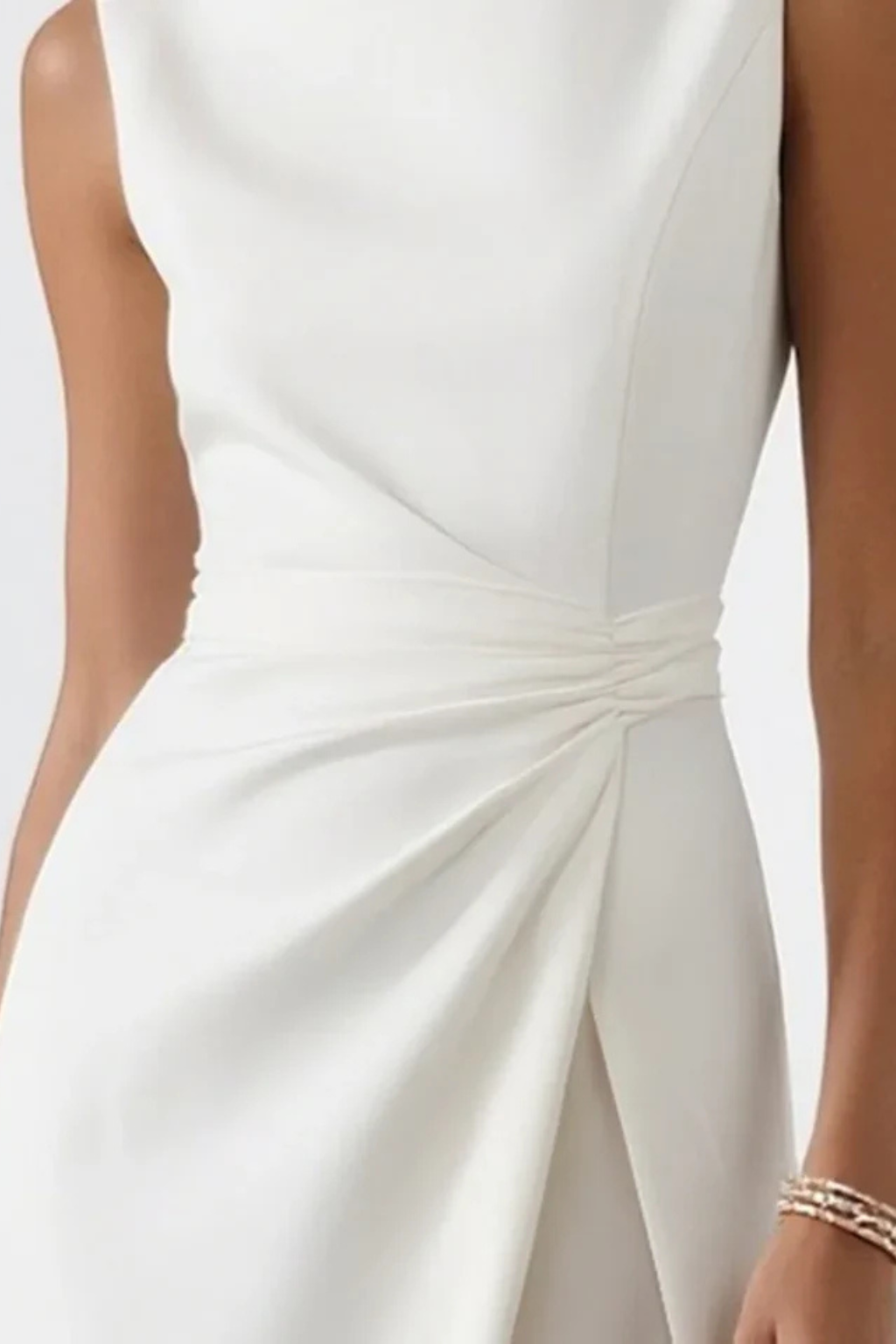 Jenna | Sleeveless Side-Ruched High-Slit Women Summer Maxi Dress