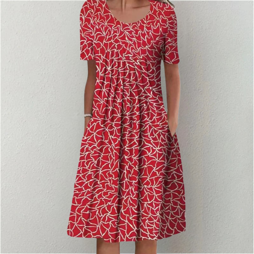Calla | Floral Short-Sleeve Flowy Women Summer Midi Dress
