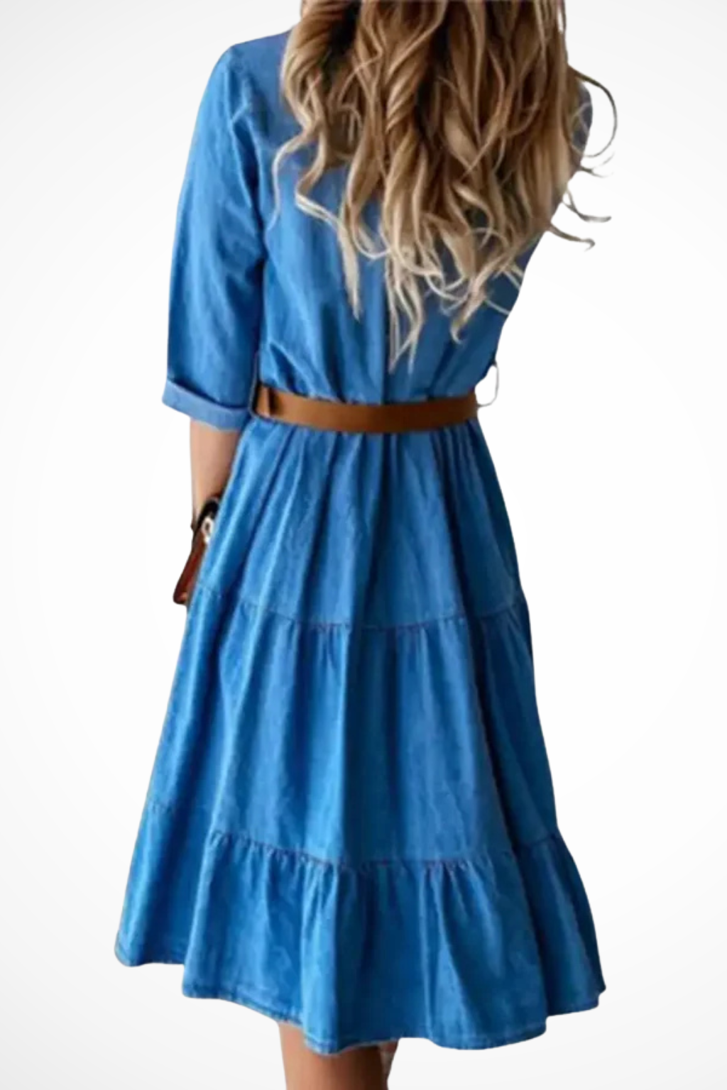 Esther | Denim Button-Front Tiered Women Summer Midi Dress
