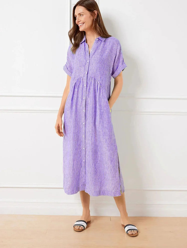 Amelie | Striped Button-Front Shirt Women Summer Midi Dress