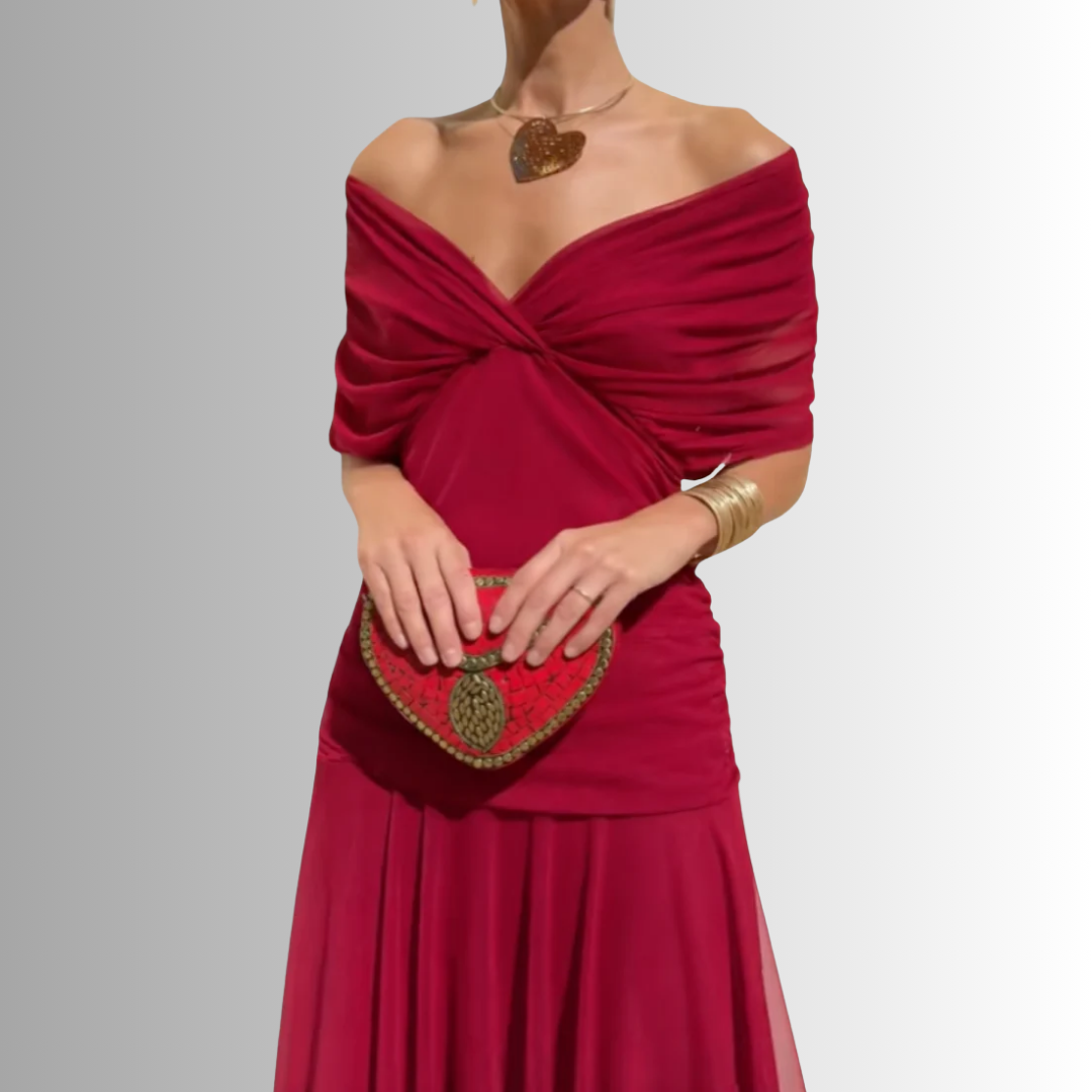 Lisa | Off-Shoulder Chiffon Gown Women Summer Maxi Dress