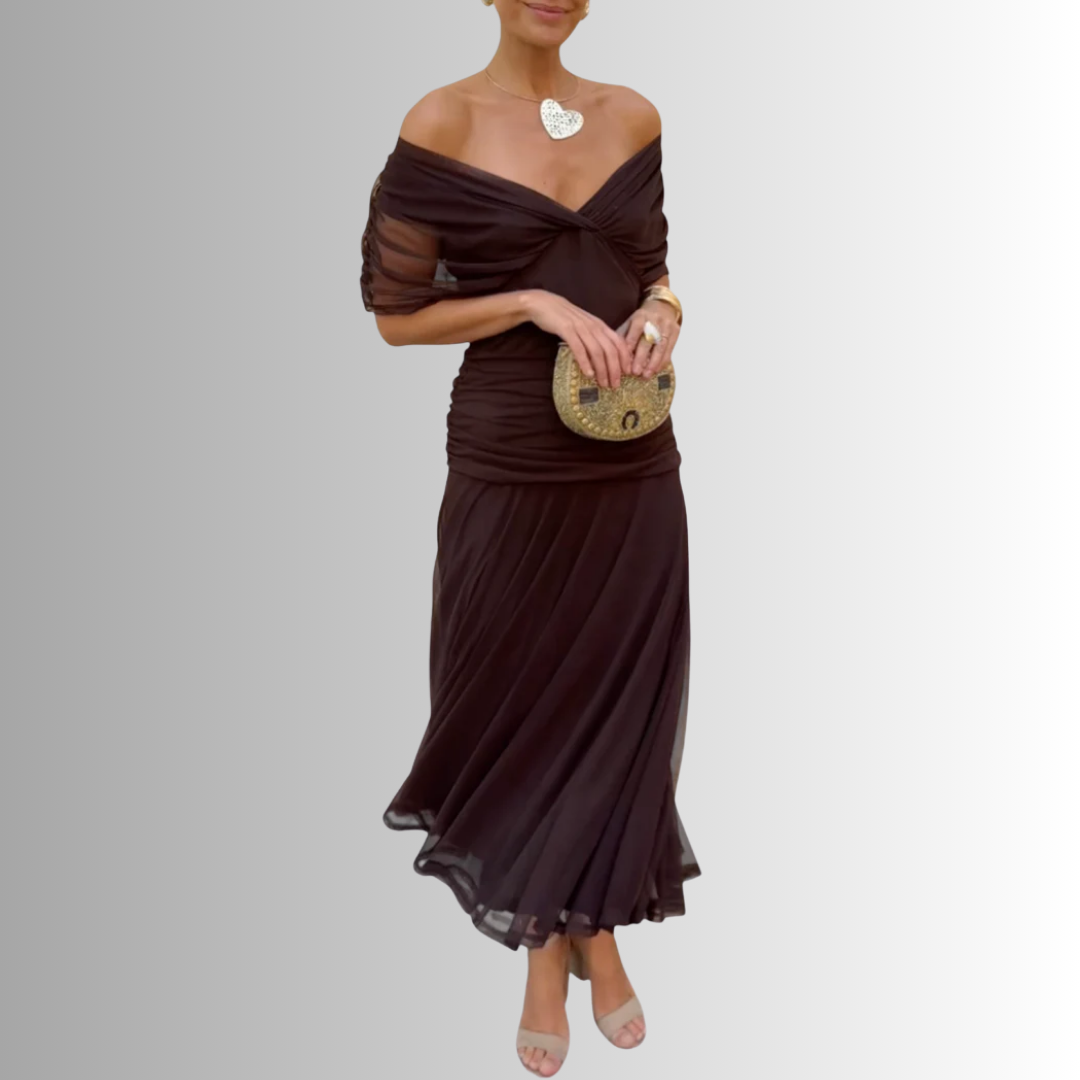 Lisa | Off-Shoulder Chiffon Gown Women Summer Maxi Dress