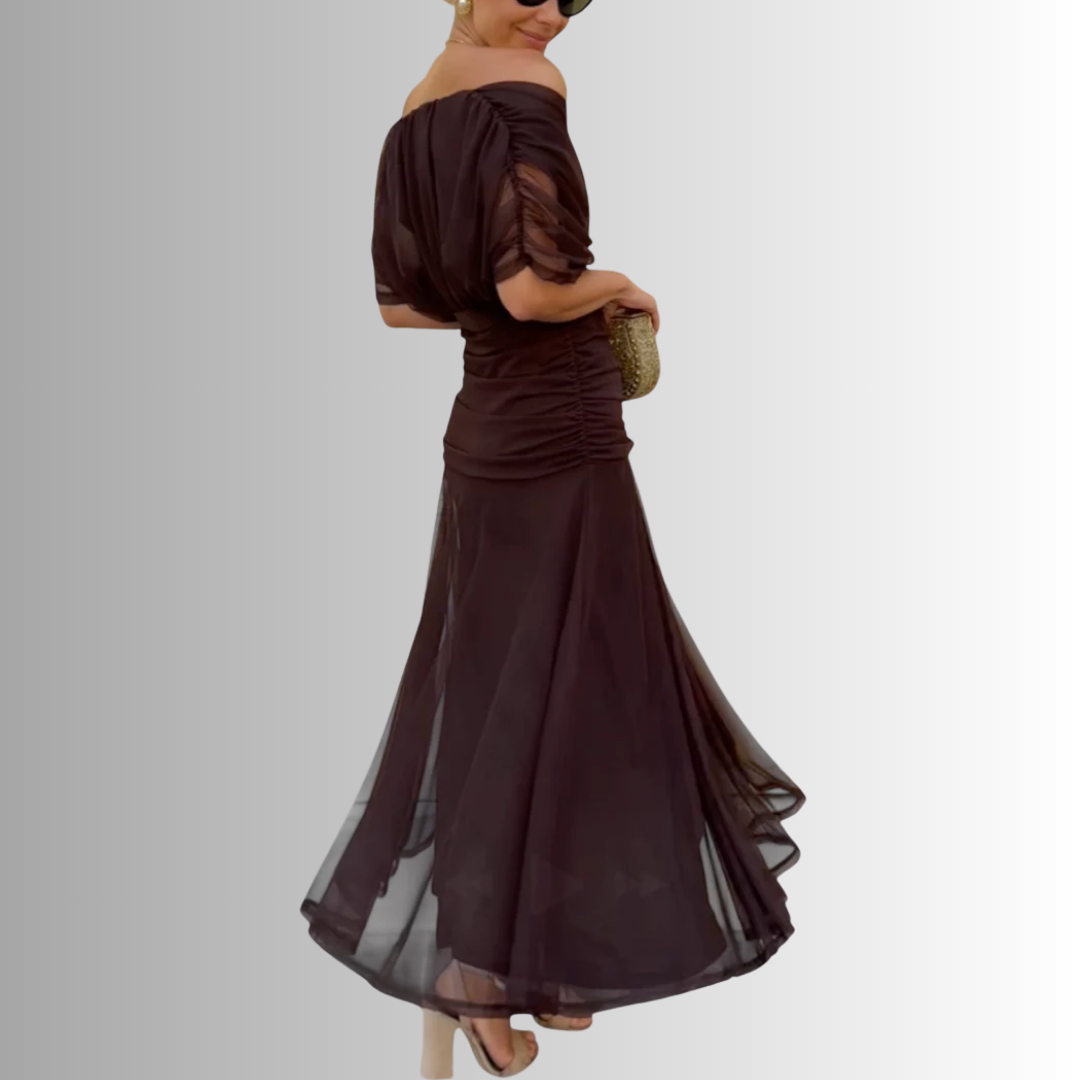 Lisa | Off-Shoulder Chiffon Gown Women Summer Maxi Dress