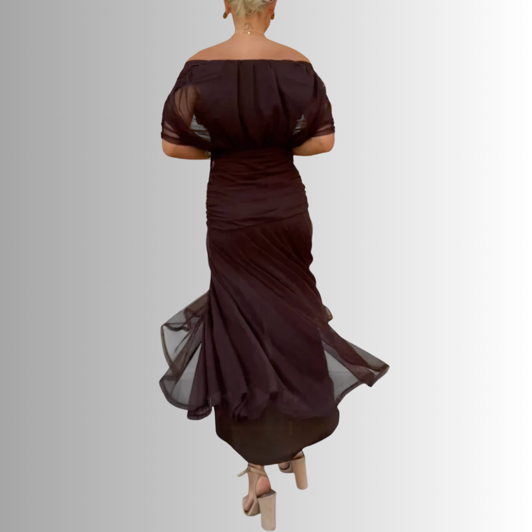 Lisa | Off-Shoulder Chiffon Gown Women Summer Maxi Dress