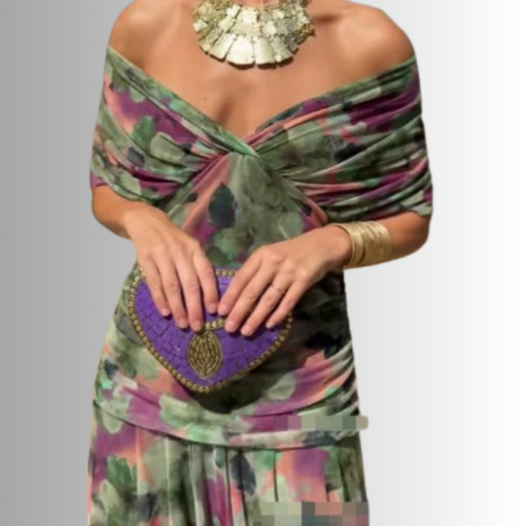 Lisa | Off-Shoulder Chiffon Gown Women Summer Maxi Dress