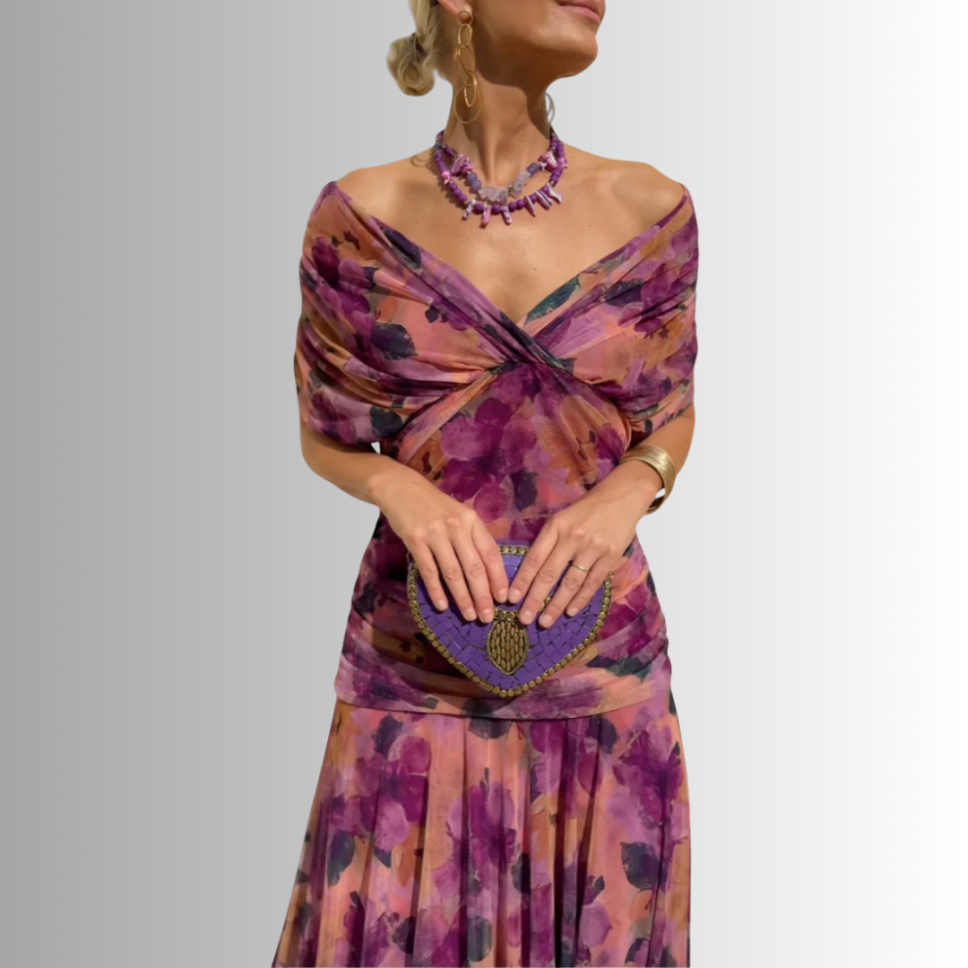 Lisa | Off-Shoulder Chiffon Gown Women Summer Maxi Dress