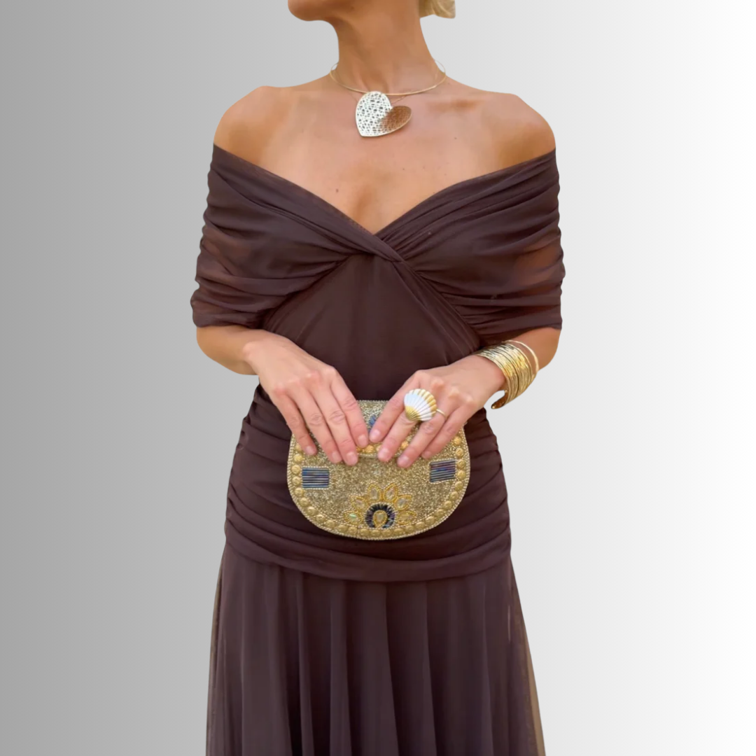 Lisa | Off-Shoulder Chiffon Gown Women Summer Maxi Dress