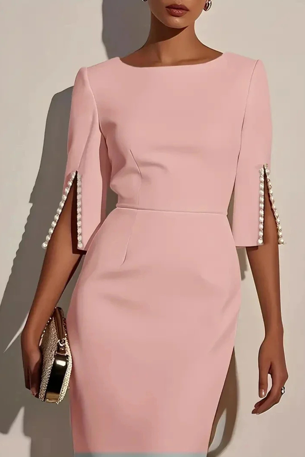 Delia | Pencil Pearl-Sleeve Women Summer Midi Dress