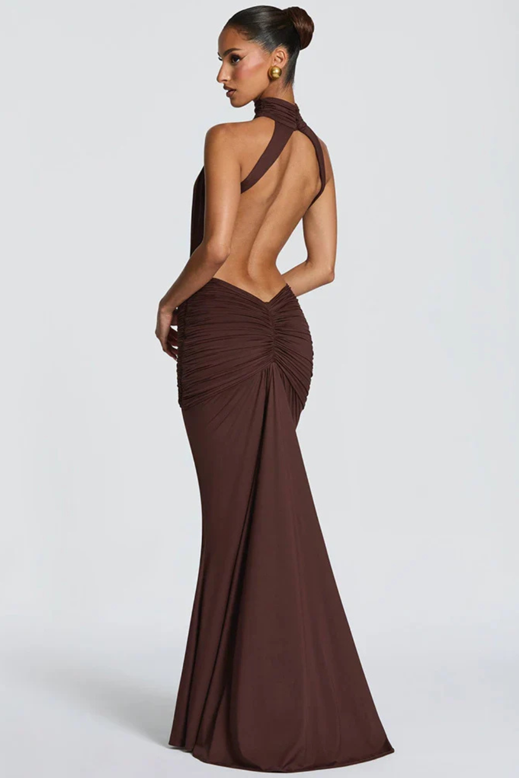 Jana | Backless Halter Ruched Bodycon Women Summer Maxi Dress