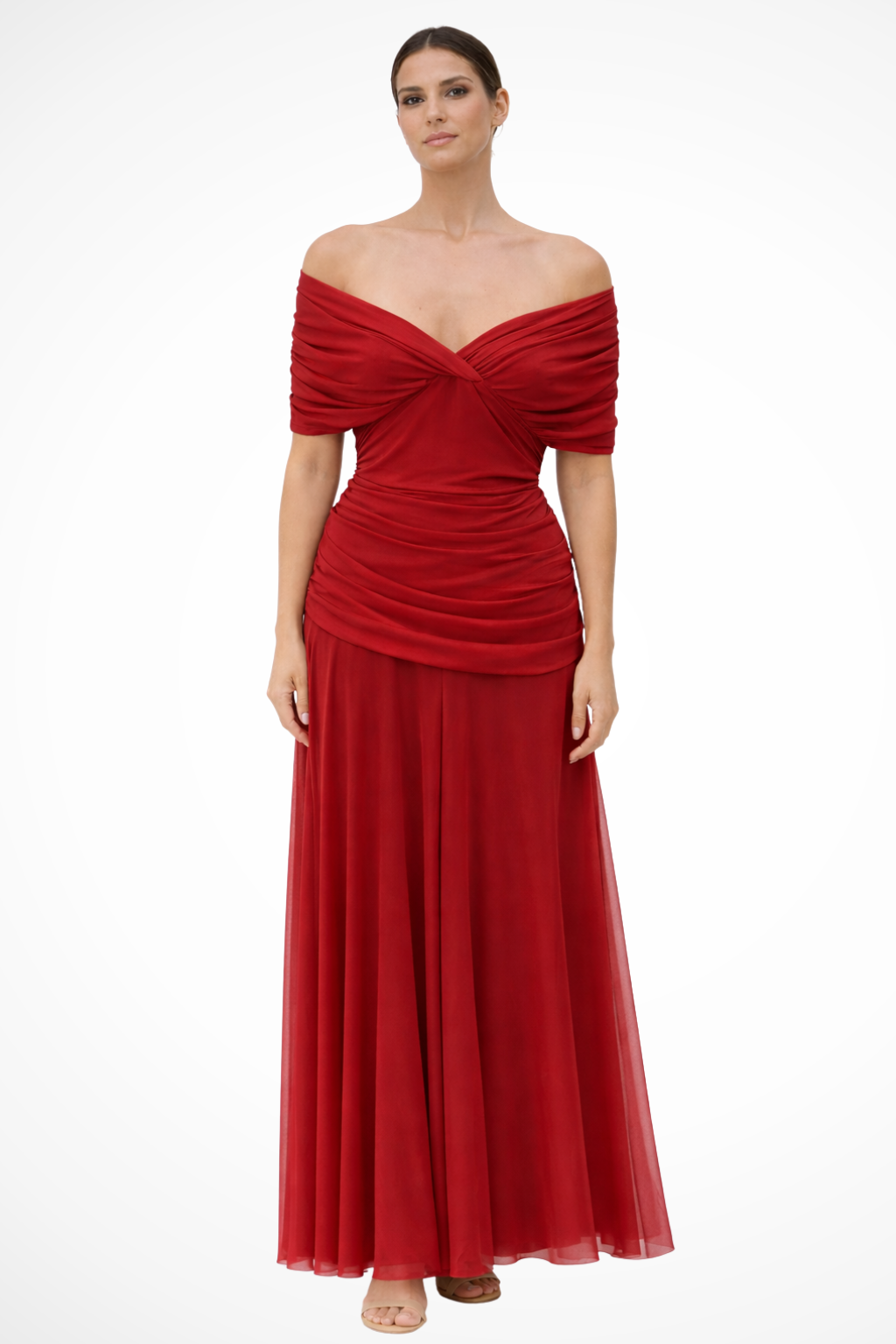 Renee | Pleated Off-Shoulder Draped Women Summer Maxi Dress