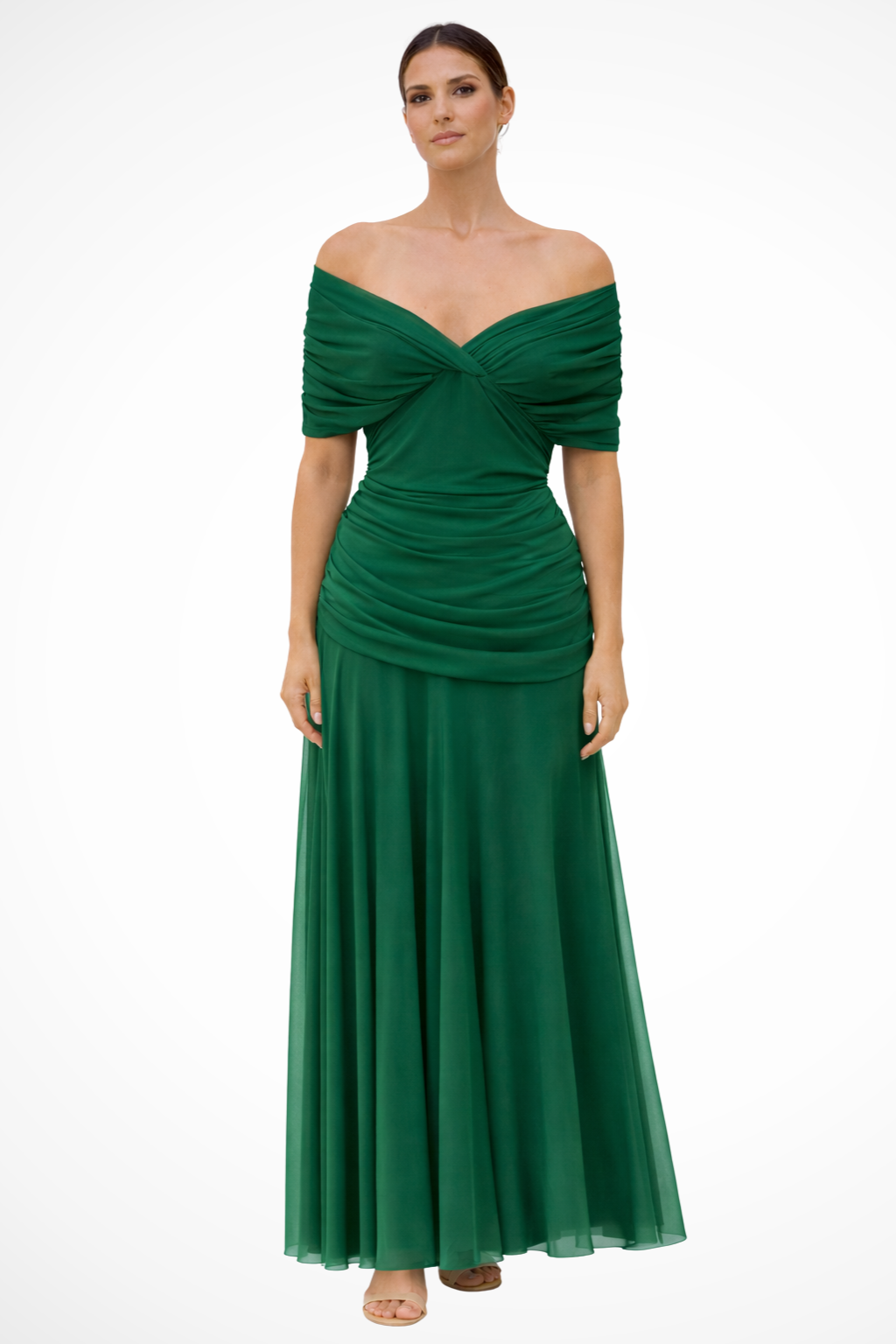 Renee | Pleated Off-Shoulder Draped Women Summer Maxi Dress