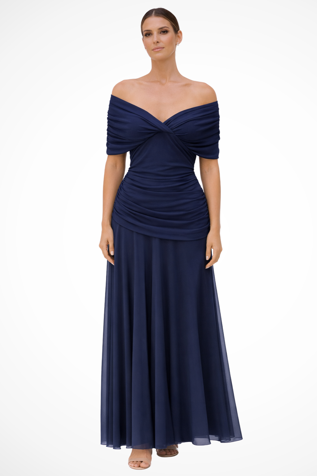 Renee | Pleated Off-Shoulder Draped Women Summer Maxi Dress