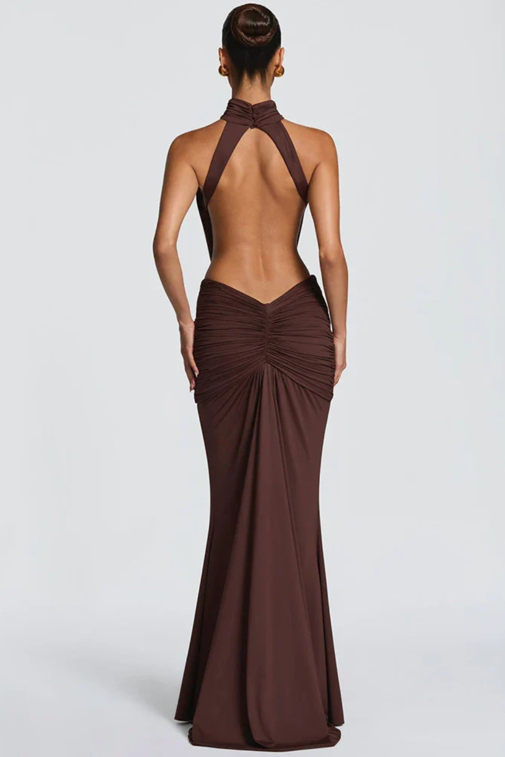 Jana | Backless Halter Ruched Bodycon Women Summer Maxi Dress