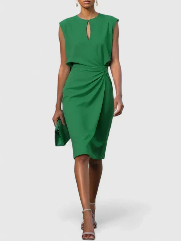 Mila | Ruched Sheath Keyhole Women Summer Midi Dress