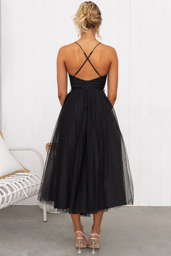 Aria | Tulle-Skirt Spaghetti-Strap Women Summer Midi Dress