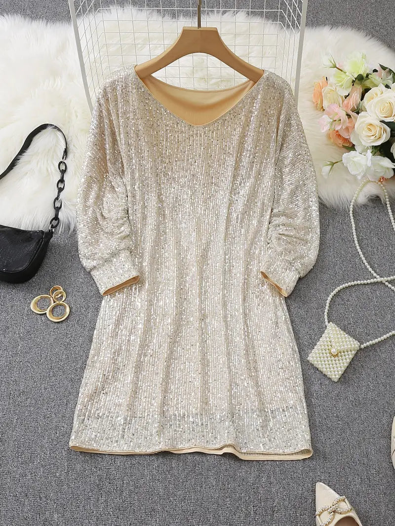 Evelyn | Off-Shoulder Sequin Batwing Women Summer Mini Dress