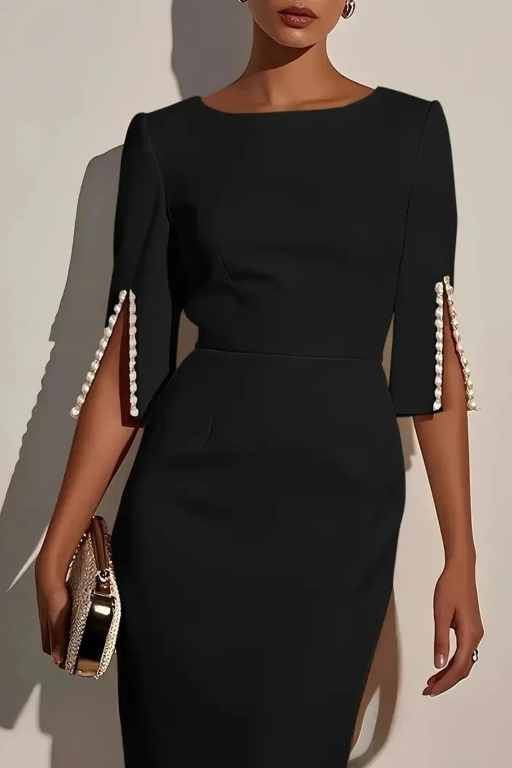 Delia | Pencil Pearl-Sleeve Women Summer Midi Dress