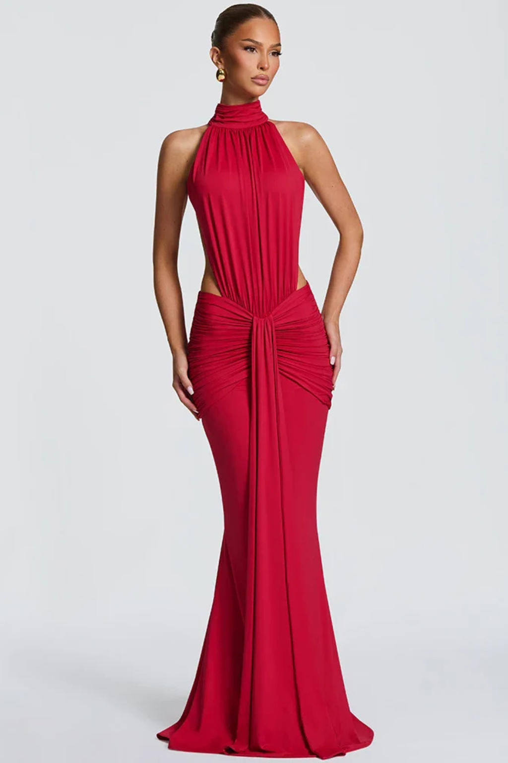 Jana | Backless Halter Ruched Bodycon Women Summer Maxi Dress