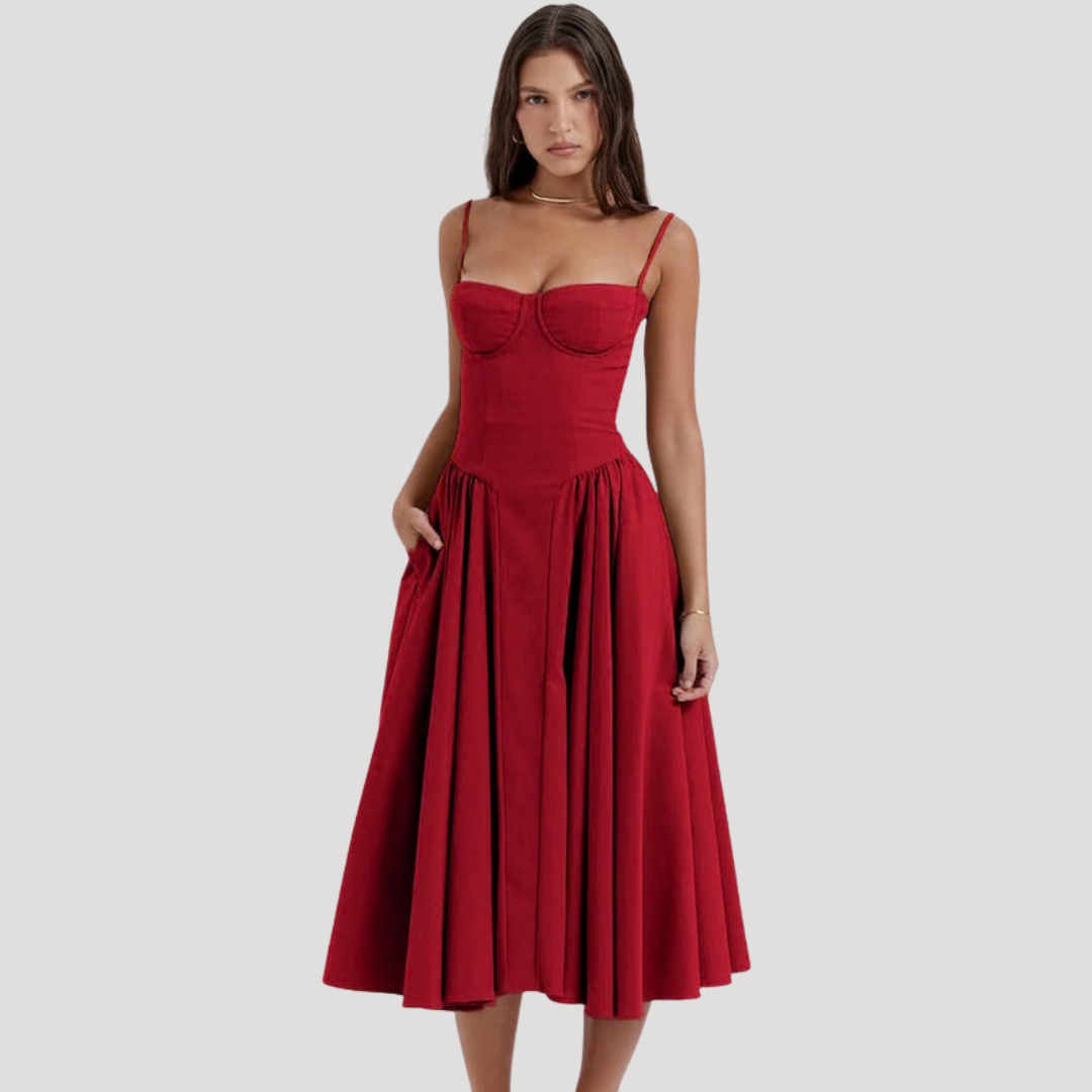 Georgia | Sweetheart Corset Strappy Women Summer Midi Dress