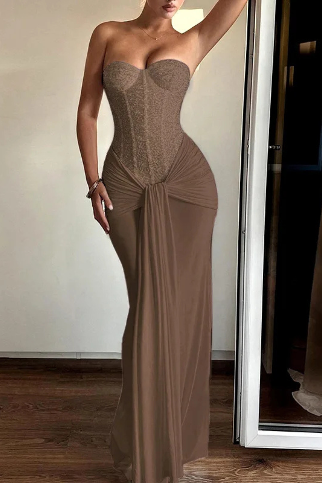 Leona | Strapless Sweetheart Ruched Women Summer Maxi Dress