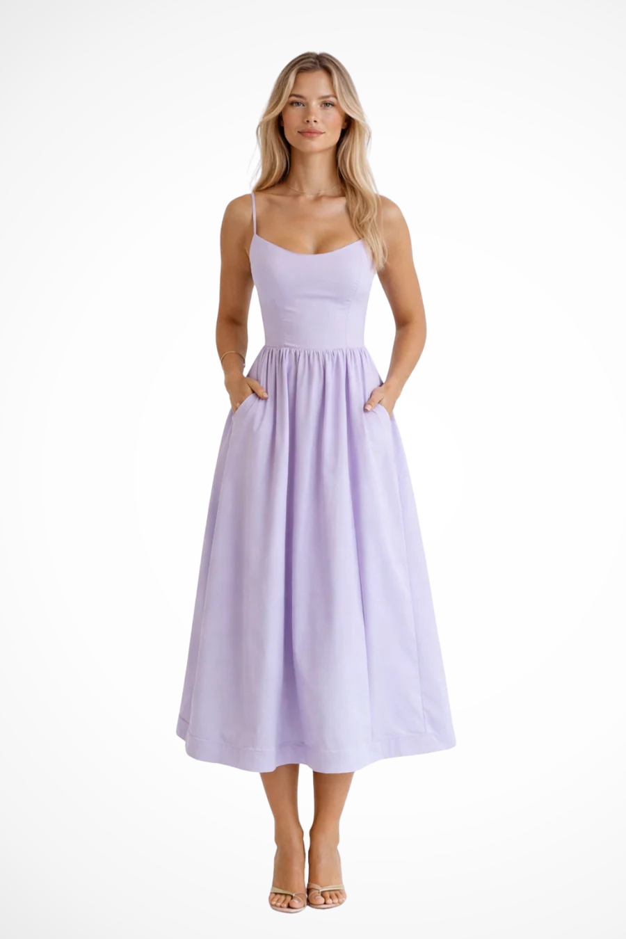 Hazel | Square-Neck A-Line Sundress Women Summer Midi Dress