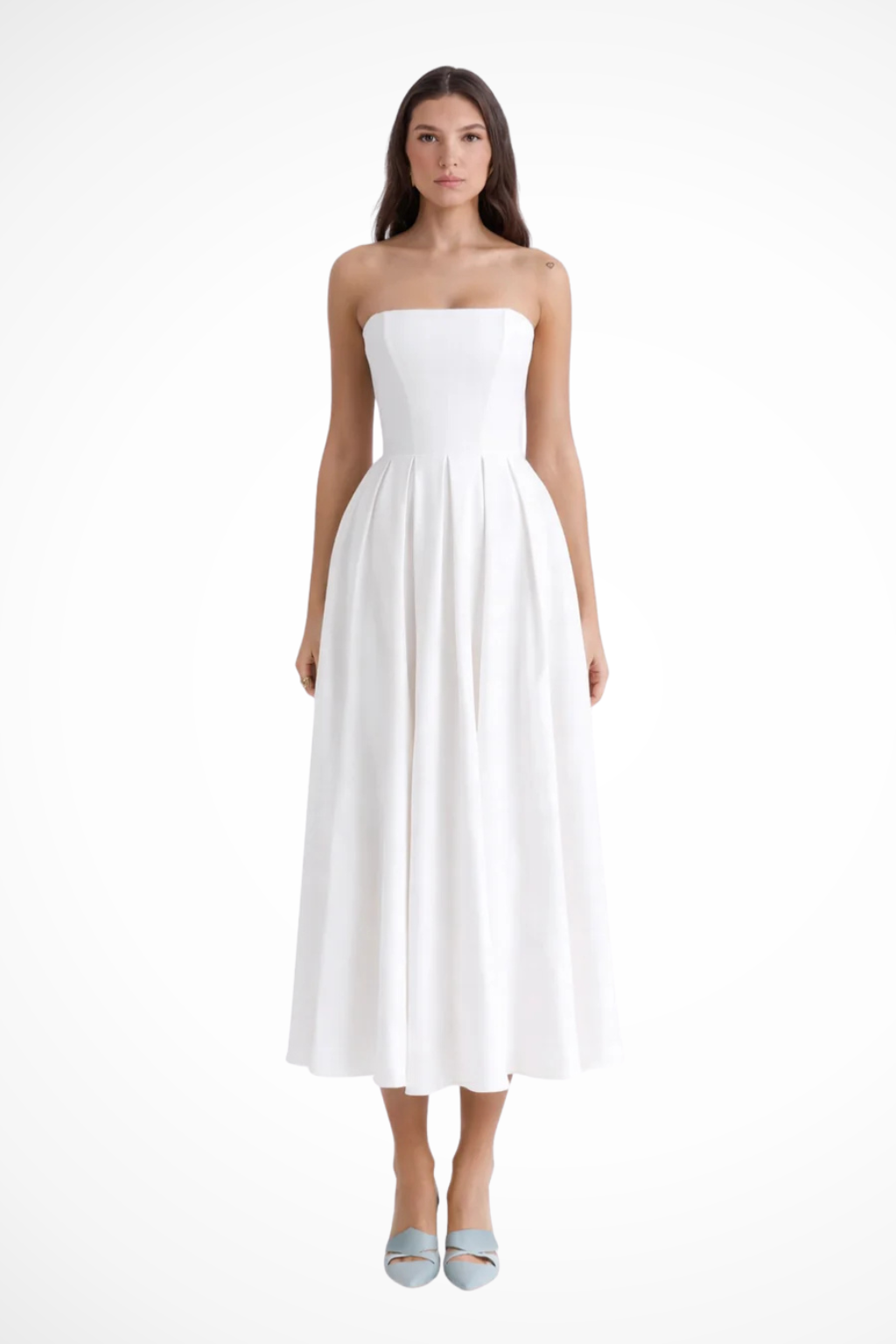 Una | Strapless Flared-Skirt Women Summer Midi Dress