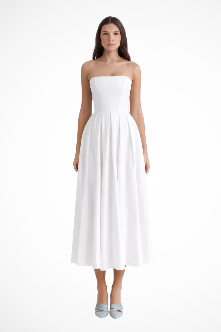 Una | Strapless Flared-Skirt Women Summer Midi Dress