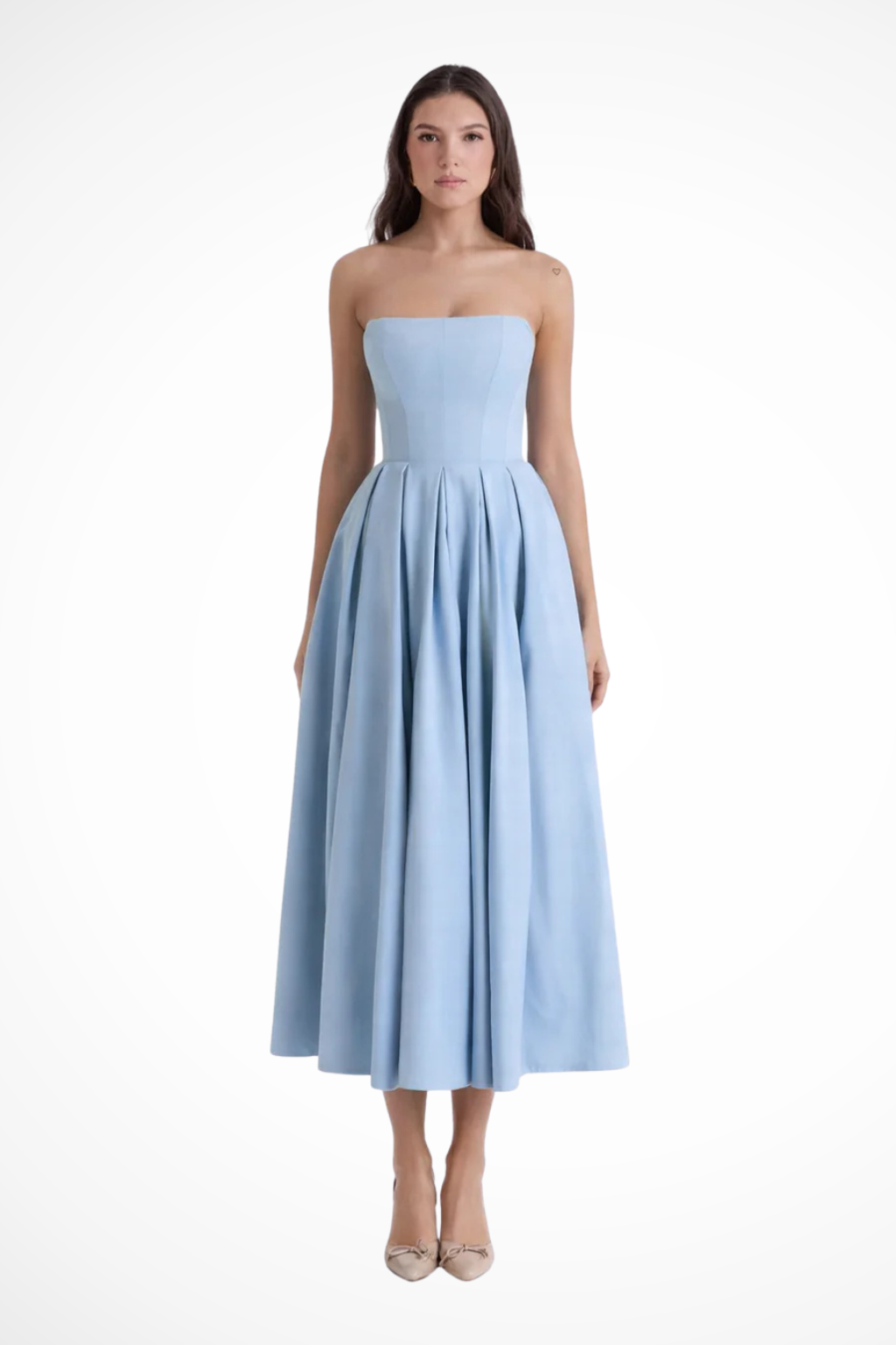Una | Strapless Flared-Skirt Women Summer Midi Dress