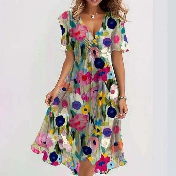 Aubrey | Floral Wrap Waist-Tie Women Summer Midi Dress