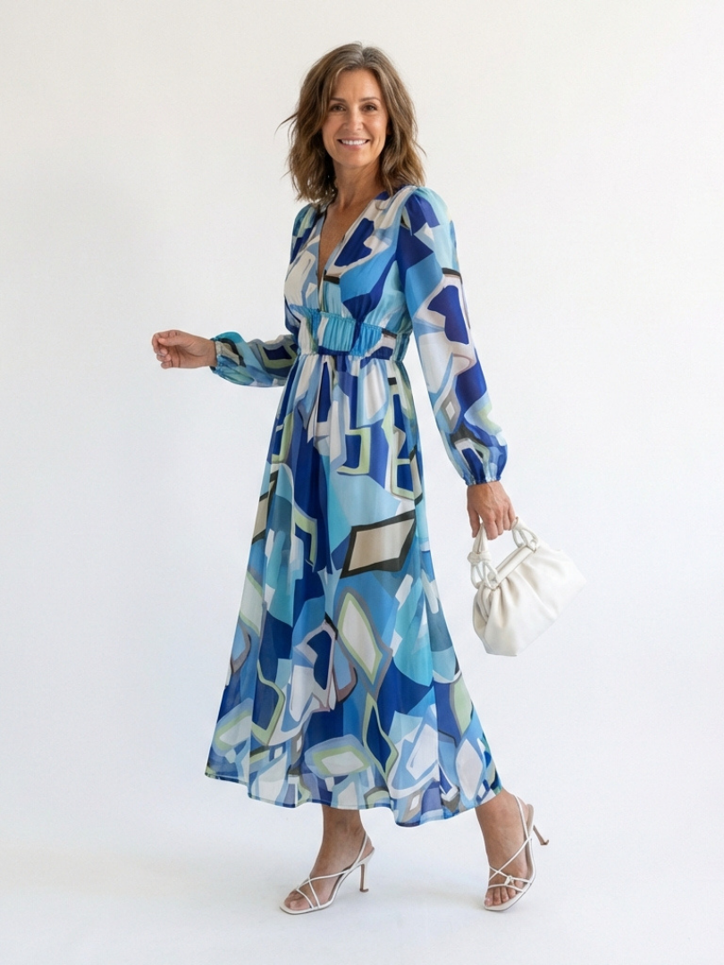 Lara | Long-Sleeve Floral Tiered Chiffon Women Summer Maxi Dress