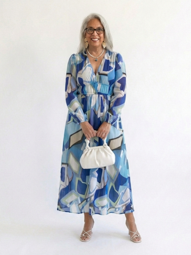 Lara | Long-Sleeve Floral Tiered Chiffon Women Summer Maxi Dress