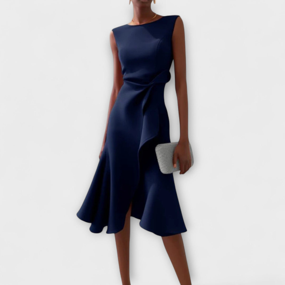 Célestine | Ruffle-Hem Waist-Bow Midi Women Cocktail Summer Dress