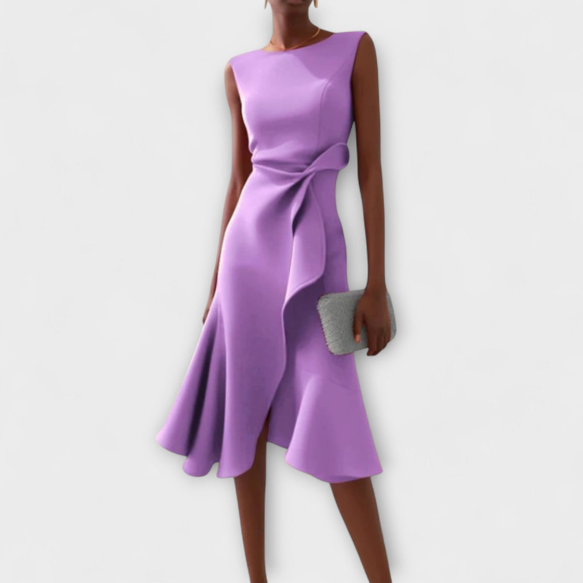 Célestine | Ruffle-Hem Waist-Bow Midi Women Cocktail Summer Dress