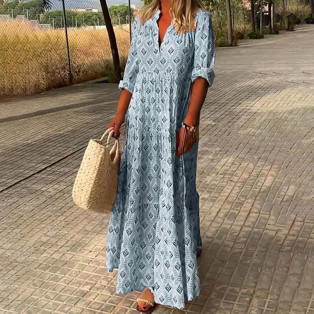 Lorelei | Boho Tiered Geometric-Print Women Summer Maxi Dress