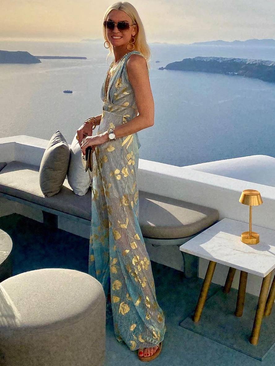 Eve | Glossy Sequin Floral Deep-V Women Summer Maxi Dress