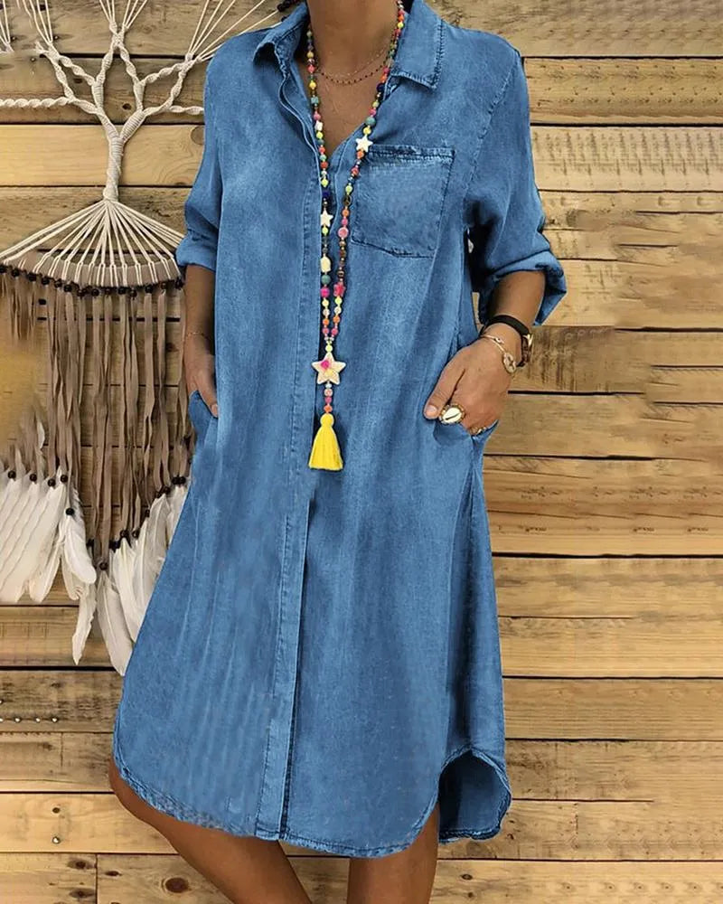 Kiki | Relaxed Casual Button-Front Women's Shirt Dress
