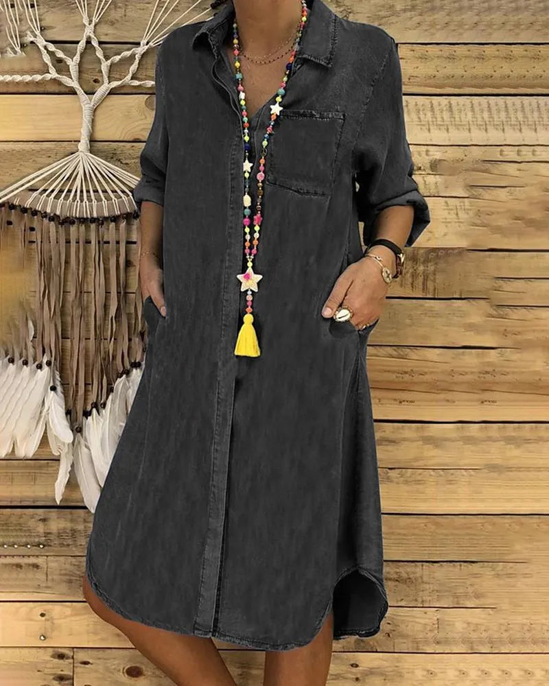 Kiki | Relaxed Casual Button-Front Women's Shirt Dress