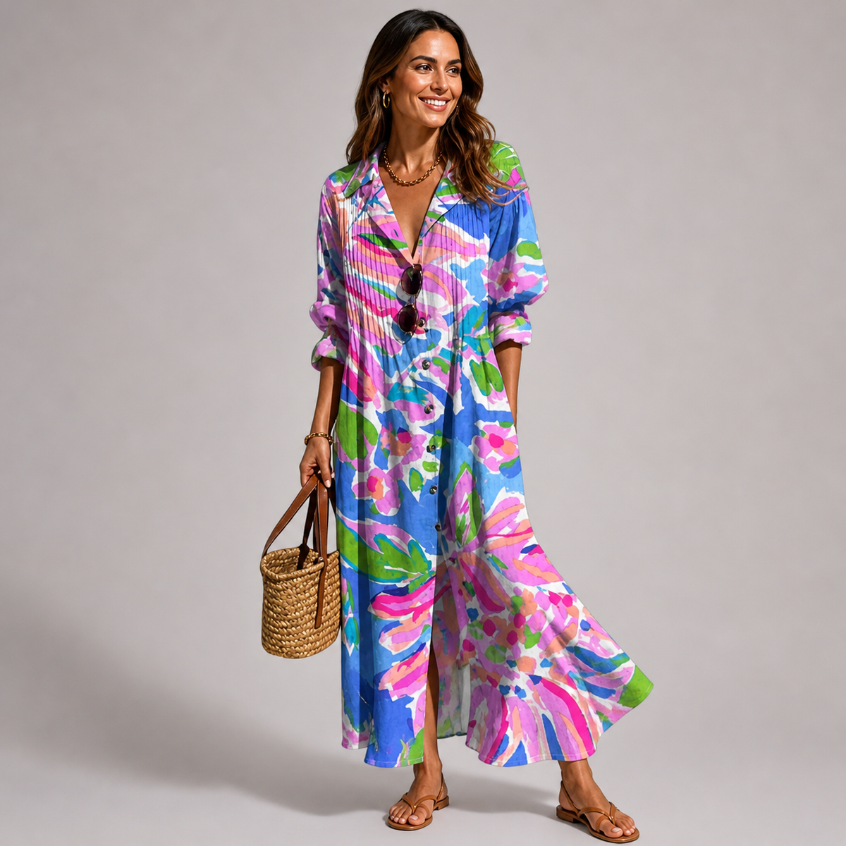 Harlow | Floral Tummy-Control Flowing Women Summer Maxi Dress