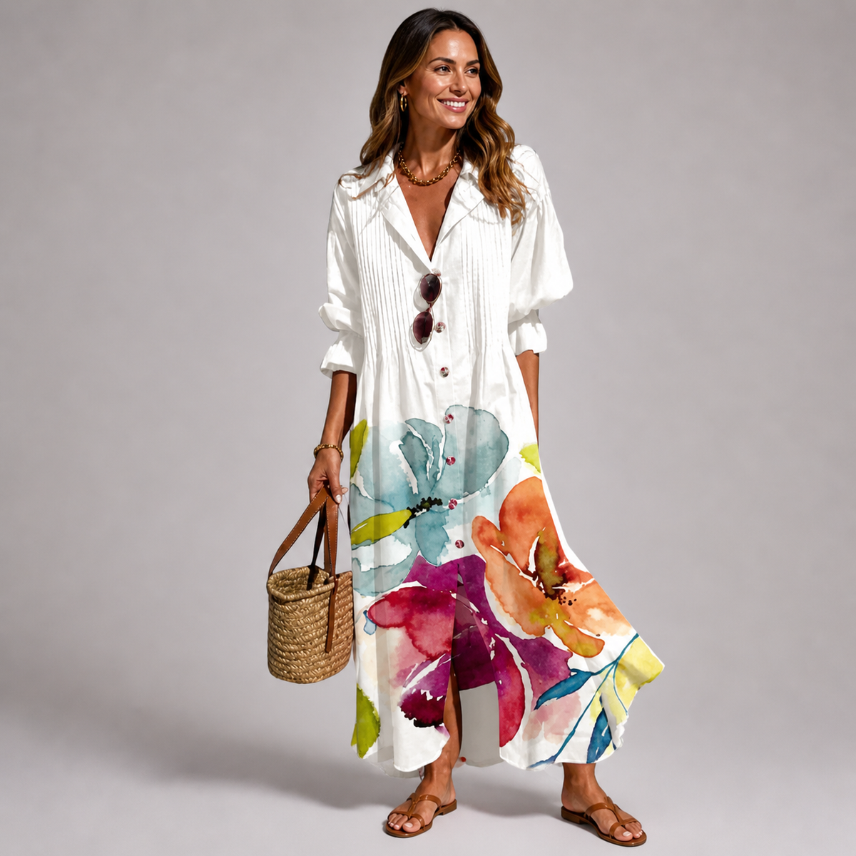 Harlow | Floral Tummy-Control Flowing Women Summer Maxi Dress