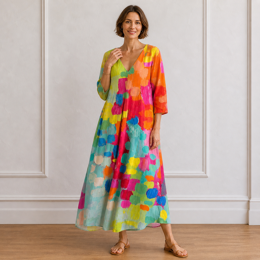 Jade | Colour-Splash Artistic Boho Women Summer Maxi Dress
