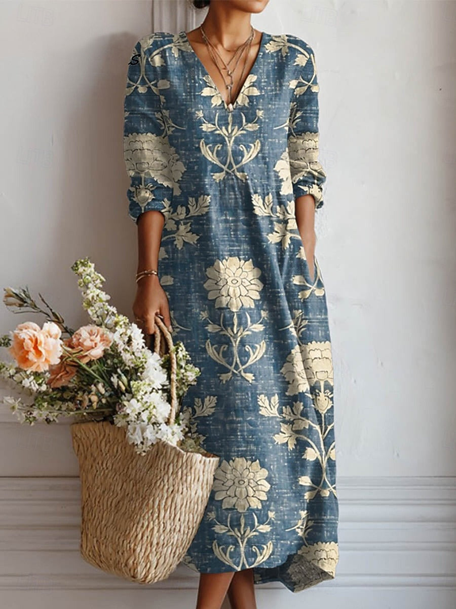 Matilda | Vintage Floral Boho Pocket Women Summer Midi Dress