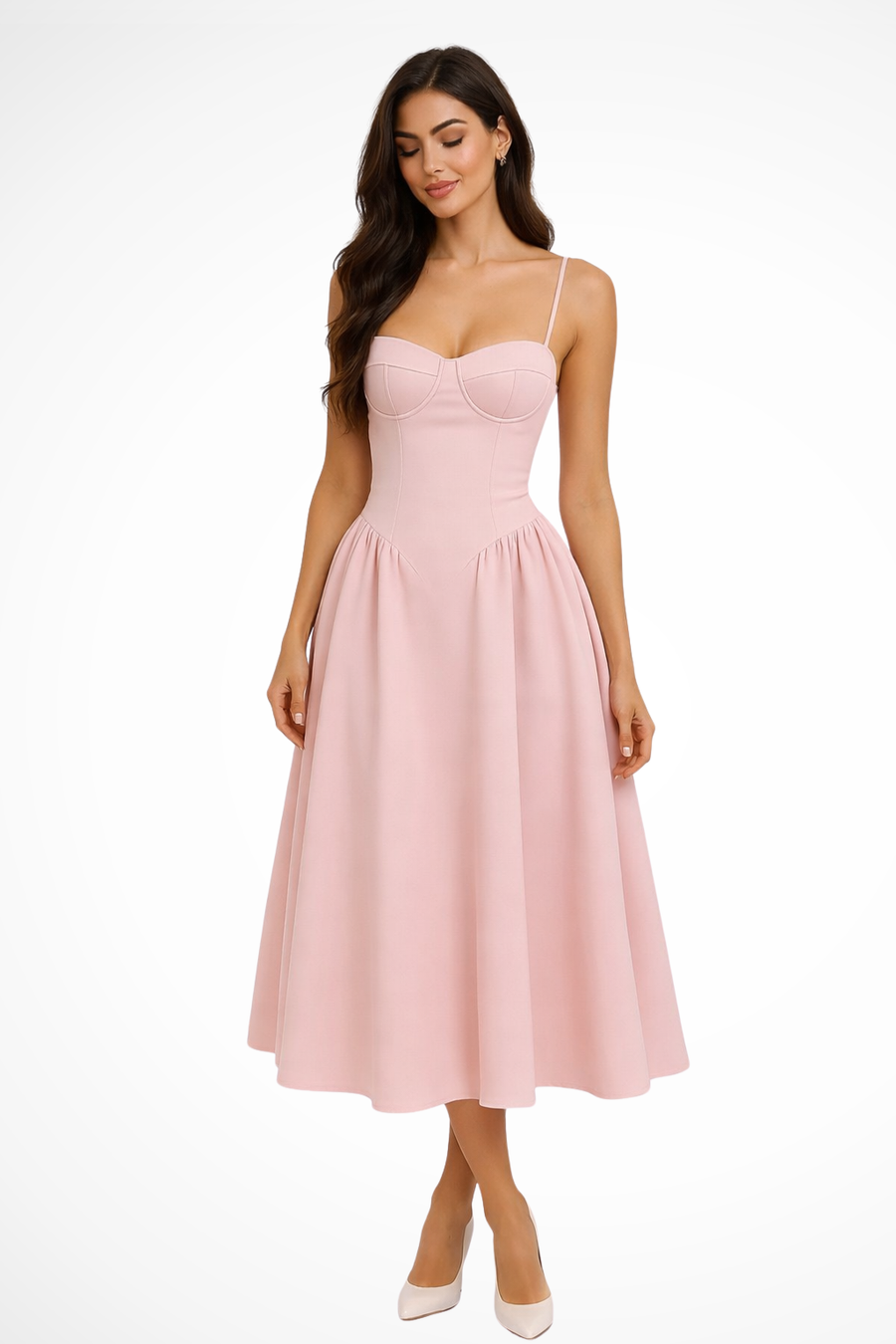 Vanessa | Sweetheart Strappy Flowy Women Summer Midi Dress