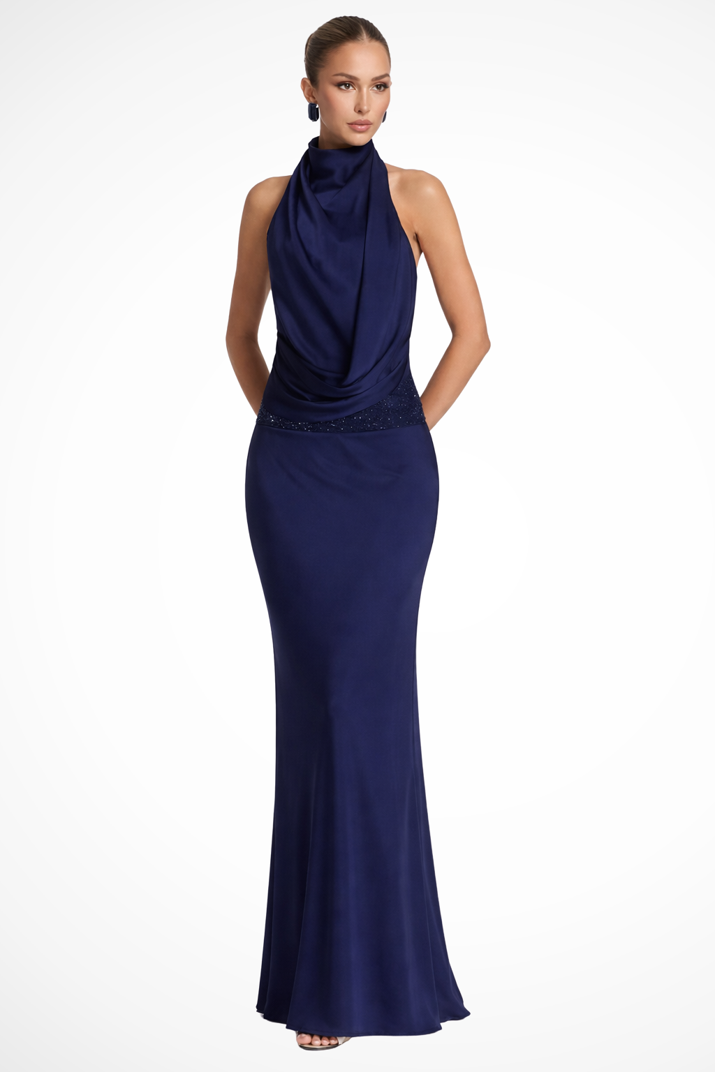 Rita | Backless Halter Draped-Front Women Summer Maxi Dress