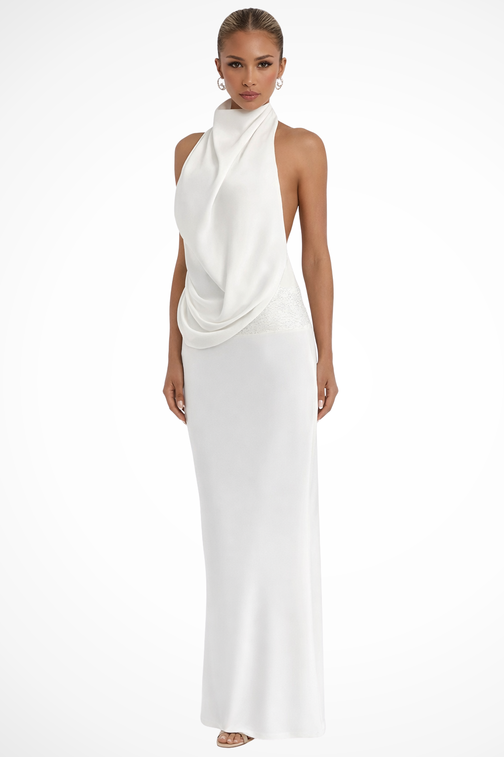 Rita | Backless Halter Draped-Front Women Summer Maxi Dress