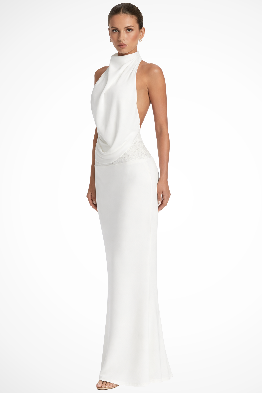 Rita | Backless Halter Draped-Front Women Summer Maxi Dress