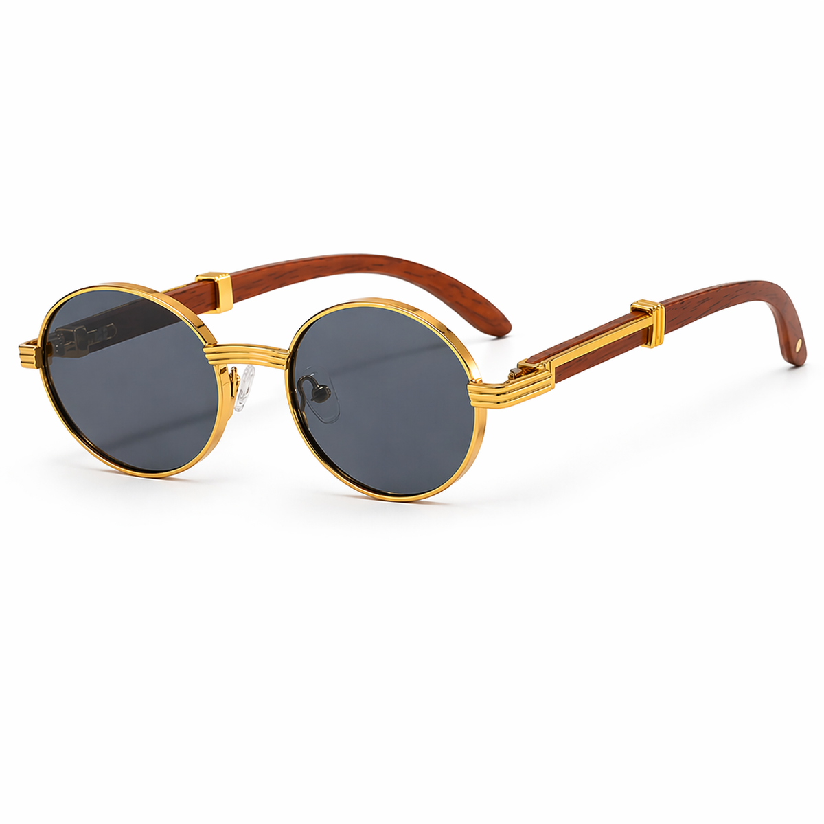 Lucia | Wood-Look Round Sunglasses