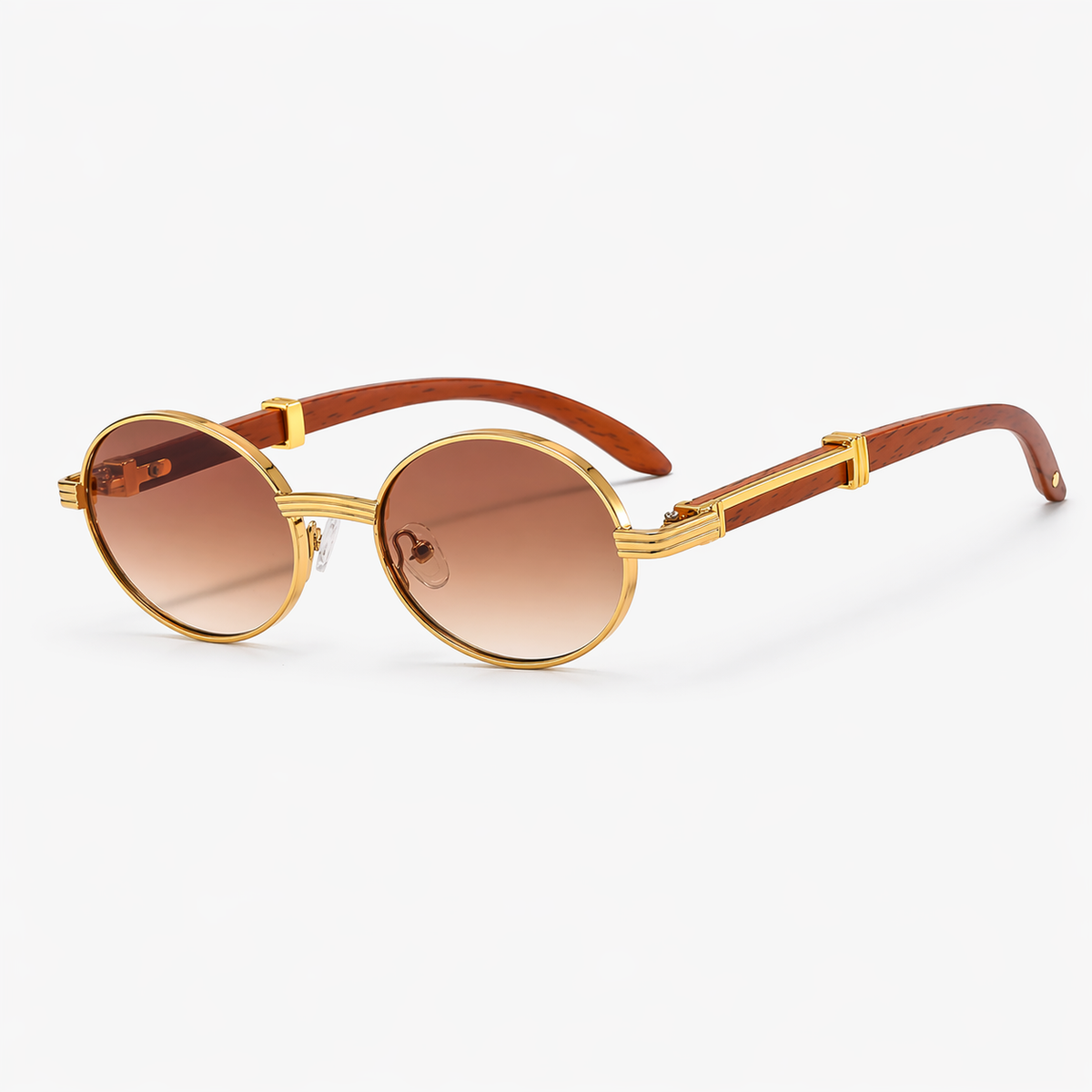 Lucia | Wood-Look Round Sunglasses